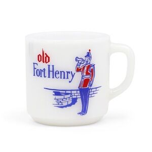 Vintage Old Fort Henry White Milk Glass 9oz Mug